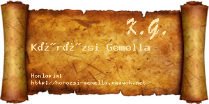 Körözsi Gemella névjegykártya